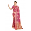 Generic Women's Silk Woven Design Saree With Unstitched Blouse 5.5Mtr (Pink)