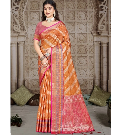 Generic Women's Silk Woven Design Saree With Unstitched Blouse 5.5Mtr (Mustard)