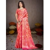 Generic Women's Silk Woven Design Saree With Unstitched Blouse 5.5Mtr (Pink)