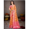 Generic Women's Silk Woven Design Saree With Unstitched Blouse 5.5Mtr (Multicolor)