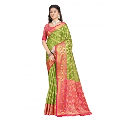 Generic Women's Silk Woven Design Saree With Unstitched Blouse 5.5Mtr (Green)