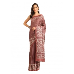 Generic Women's Cotton Printed Saree With Unstitched Blouse 5.5Mtr (OnionPink)