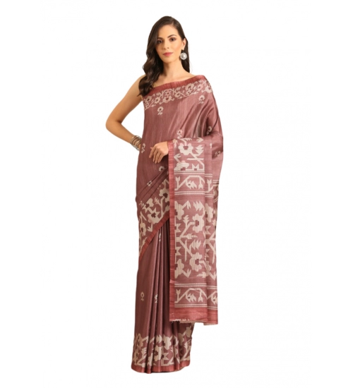 Generic Women's Cotton Printed Saree With Unstitched Blouse 5.5Mtr (OnionPink)