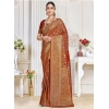 Generic Women's Silk Printed Saree With Unstitched Blouse 5.5Mtr (Red)