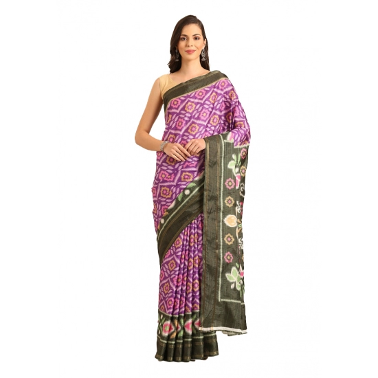 Generic Women's Cotton Printed Saree With Unstitched Blouse 5.5Mtr (Purple) Generic Women's Cotton Printed Saree With Unstitched Blouse 5.5Mtr (Purple)