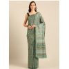 Generic Women's Cotton Printed Saree With Unstitched Blouse 5.5Mtr (Green)