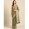 Generic Women's Cotton Printed Saree With Unstitched Blouse 5.5Mtr (Olive-green)