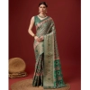 Generic Women's Cotton Printed Saree With Unstitched Blouse 5.5Mtr (Green)
