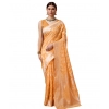 Generic Women's Cotton Woven Design Saree With Unstitched Blouse 5.5Mtr (Orange)