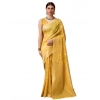 Generic Women's Cotton Woven Design Saree With Unstitched Blouse 5.5Mtr (Yellow)