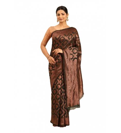 Generic Women's Cotton Woven Design Saree With Unstitched Blouse 5.5Mtr (Green)