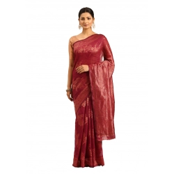 Generic Women's Cotton Woven Design Saree With Unstitched Blouse 5.5Mtr (Magenta)