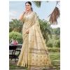 Generic Women's Cotton Printed Saree With Unstitched Blouse 5.5Mtr (Cream-Grey)