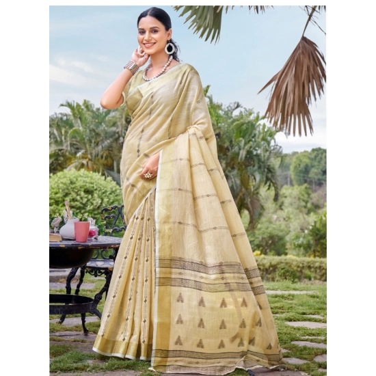 Generic Women's Cotton Printed Saree With Unstitched Blouse 5.5Mtr (Cream-Grey) Generic Women's Cotton Printed Saree With Unstitched Blouse 5.5Mtr (Cream-Grey)