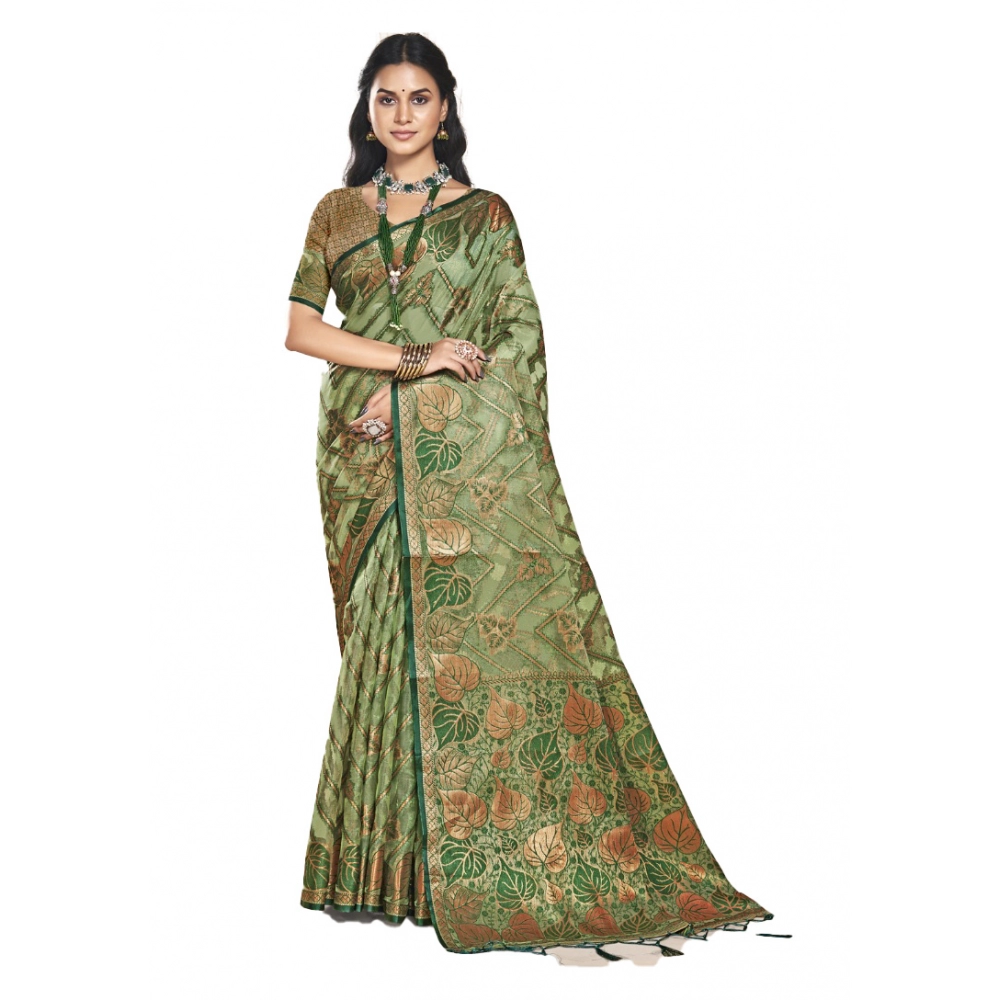 Generic Women's Organza Woven Design Saree With Unstitched Blouse 5.5Mtr (Green) Generic Women's Organza Woven Design Saree With Unstitched Blouse 5.5Mtr (Green)