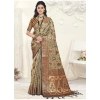 Generic Women's Organza Woven Design Saree With Unstitched Blouse 5.5Mtr (Grey)