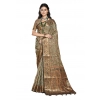 Generic Women's Organza Woven Design Saree With Unstitched Blouse 5.5Mtr (Grey)