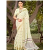 Generic Women's Cotton Printed Saree With Unstitched Blouse 5.5Mtr (Off white)