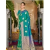Generic Women's Silk Woven Design Saree With Unstitched Blouse 5.5Mtr (Teal-Green)