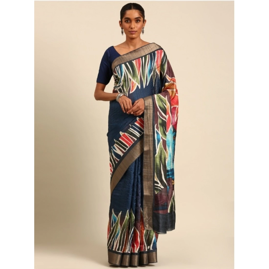 Generic Women's Cotton Printed Saree With Unstitched Blouse 5.5Mtr (Navy-Blue) Generic Women's Cotton Printed Saree With Unstitched Blouse 5.5Mtr (Navy-Blue)
