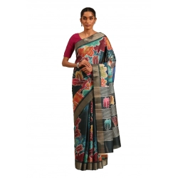 Generic Women's Cotton Printed Saree With Unstitched Blouse 5.5Mtr (Multicolor)