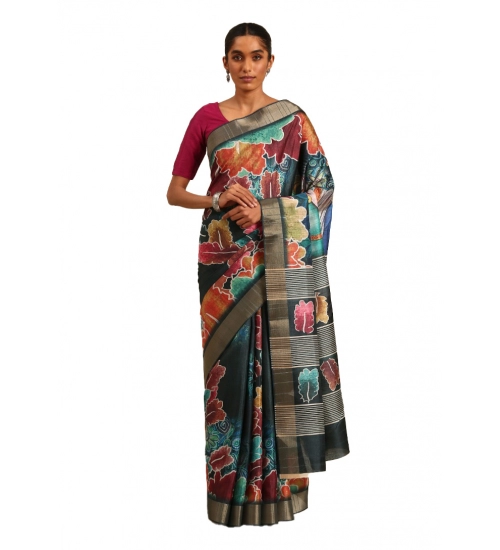Generic Women's Cotton Printed Saree With Unstitched Blouse 5.5Mtr (Multicolor)