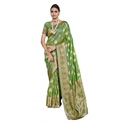 Generic Women's Silk Woven Design Saree With Unstitched Blouse 5.5Mtr (Green)