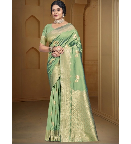 Generic Women's Silk Woven Design Saree With Unstitched Blouse 5.5Mtr (Multicolor)