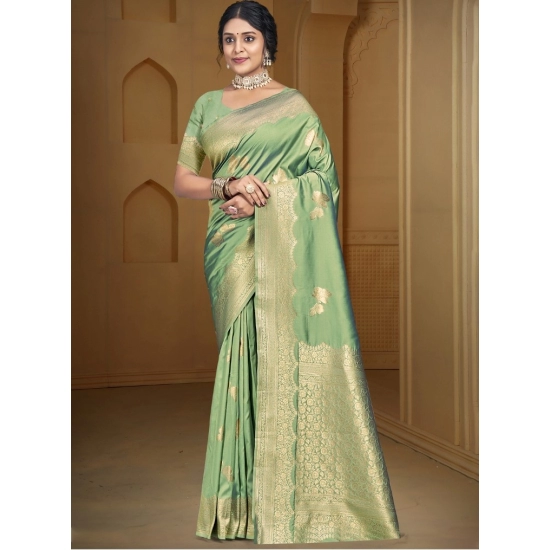 Generic Women's Silk Woven Design Saree With Unstitched Blouse 5.5Mtr (Multicolor)