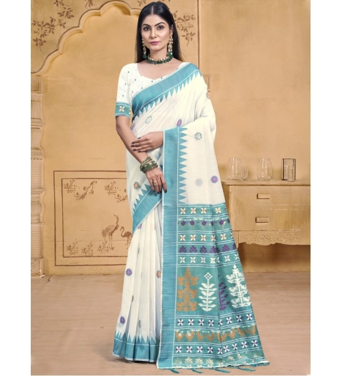 Generic Women's Cotton Printed Saree With Unstitched Blouse 5.5Mtr (Multicolor)