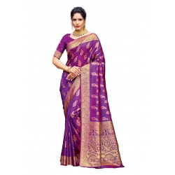 Generic Women's Silk Woven Design Saree With Unstitched Blouse 5.5Mtr (Magenta)