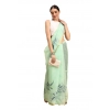 Generic Women's Organza Floral Print Saree With Unstitched Blouse 5.5Mtr (Sea Green)