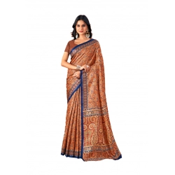 Generic Women's Polyester Printed Saree With Unstitched Blouse 5.5Mtr (Multicolor)