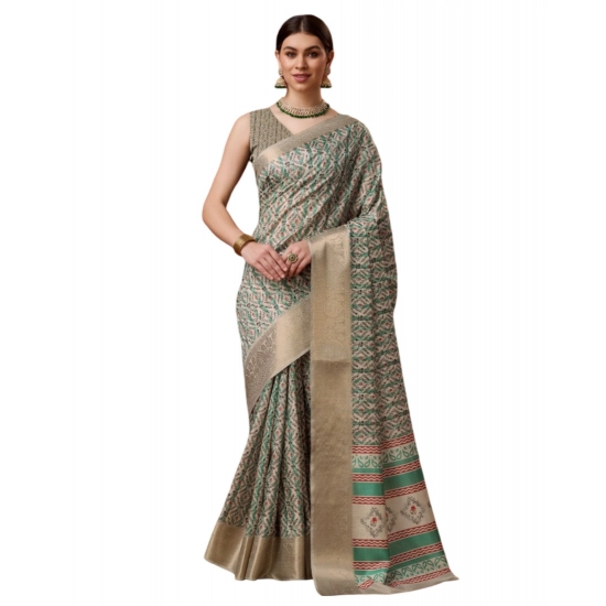 Generic Women's Cotton Printed Saree With Unstitched Blouse 5.5Mtr (Turquoise) Generic Women's Cotton Printed Saree With Unstitched Blouse 5.5Mtr (Turquoise)