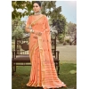 Generic Women's Cotton Printed Saree With Unstitched Blouse 5.5Mtr (Peach)