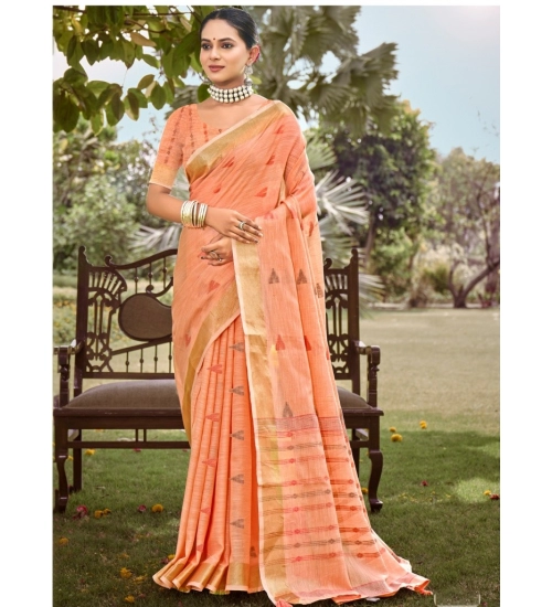 Generic Women's Cotton Printed Saree With Unstitched Blouse 5.5Mtr (Peach) Generic Women's Cotton Printed Saree With Unstitched Blouse 5.5Mtr (Peach)