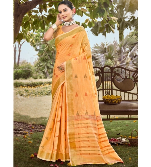 Generic Women's Cotton Printed Saree With Unstitched Blouse 5.5Mtr (Orange) Generic Women's Cotton Printed Saree With Unstitched Blouse 5.5Mtr (Orange)