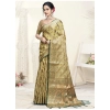 Generic Women's Organza Woven Design Saree With Unstitched Blouse 5.5Mtr (Light-Yellow)
