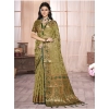 Generic Women's Organza Woven Design Saree With Unstitched Blouse 5.5Mtr (Olive-green)