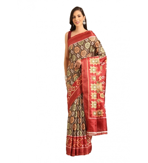 Generic Women's Cotton Printed Saree With Unstitched Blouse 5.5Mtr (Multicolor)
