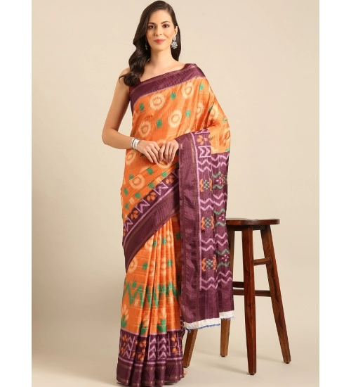 Generic Women's Cotton Printed Saree With Unstitched Blouse 5.5Mtr (Orange) Generic Women's Cotton Printed Saree With Unstitched Blouse 5.5Mtr (Orange)