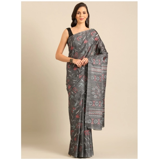 Generic Women's Cotton Printed Saree With Unstitched Blouse 5.5Mtr (Grey) Generic Women's Cotton Printed Saree With Unstitched Blouse 5.5Mtr (Grey)