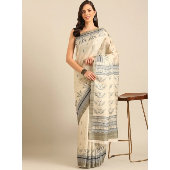 Generic Women's Cotton Printed Saree With Unstitched Blouse 5.5Mtr (Cream) Generic Women's Cotton Printed Saree With Unstitched Blouse 5.5Mtr (Cream)