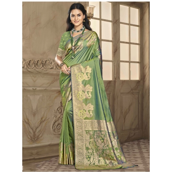 Generic Women's Silk Woven Design Saree With Unstitched Blouse 5.5Mtr (Green)