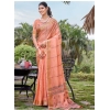 Generic Women's Cotton Printed Saree With Unstitched Blouse 5.5Mtr (Peach)