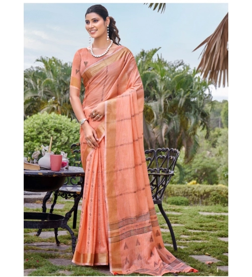 Generic Women's Cotton Printed Saree With Unstitched Blouse 5.5Mtr (Peach) Generic Women's Cotton Printed Saree With Unstitched Blouse 5.5Mtr (Peach)