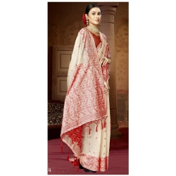 Generic Women's Cotton Printed Saree With Unstitched Blouse 5.5Mtr (Red)