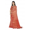 Generic Women's Organza Woven Design Saree With Unstitched Blouse 5.5Mtr (Peach)