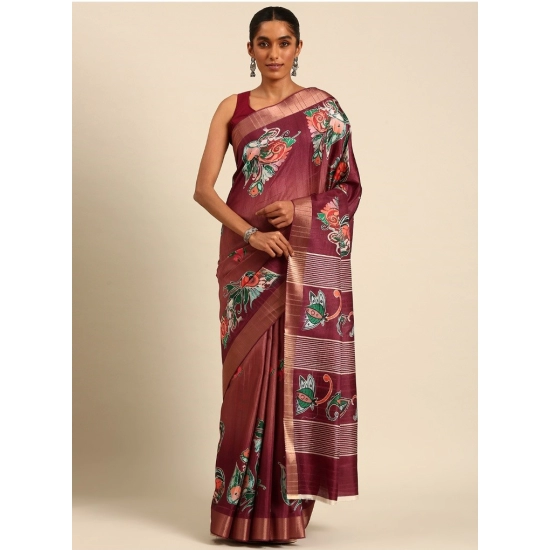 Generic Women's Cotton Printed Saree With Unstitched Blouse 5.5Mtr (Brown) Generic Women's Cotton Printed Saree With Unstitched Blouse 5.5Mtr (Brown)