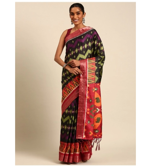 Generic Women's Cotton Printed Saree With Unstitched Blouse 5.5Mtr (Multicolor)
